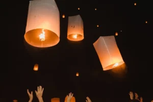 Loi Krathong Festival and Yi Peng Lantern Festival under the Moonlight in Chiang Mai